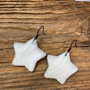 cowhide earrings, western fashion jewelry, hair on hide, ladies handmade gift